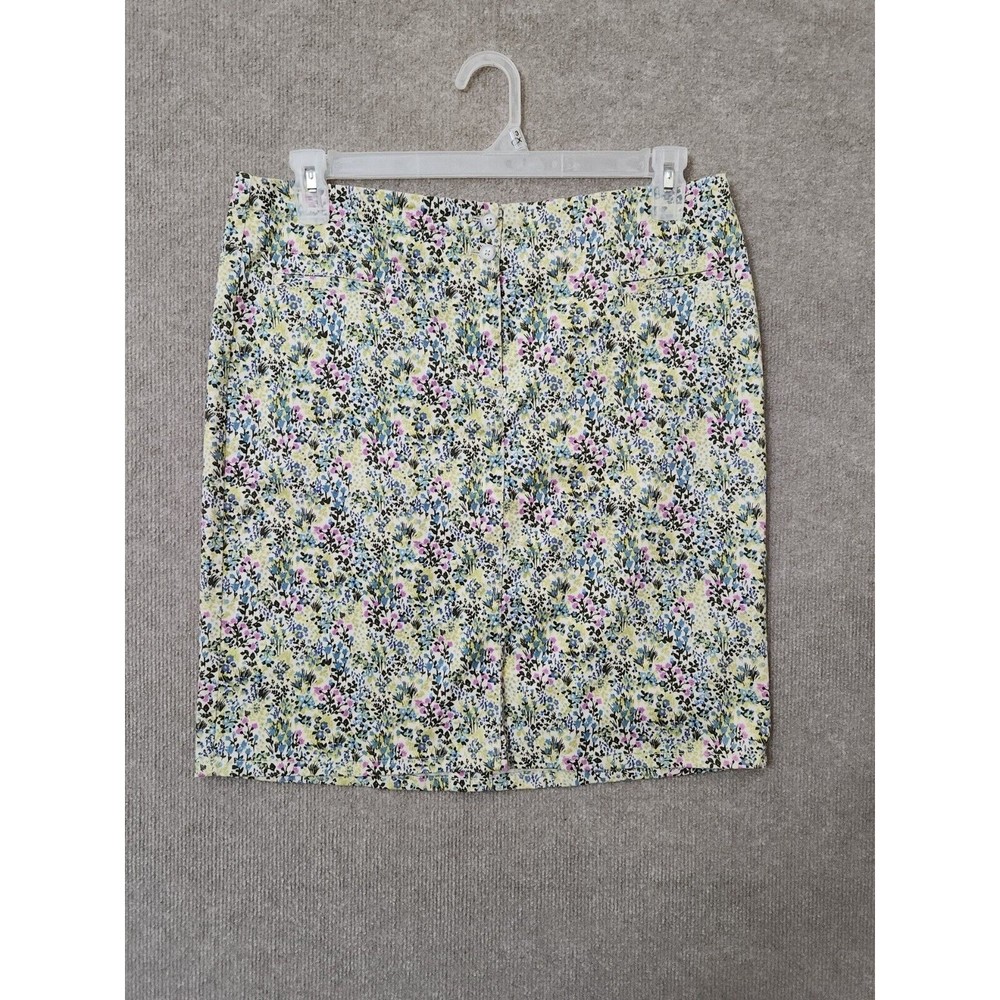 J Jill Live in Chino Pencil Skirt Womens 10 Floral Cotton Stretch Front Zip